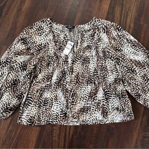Express NWT Abstract Animal Print Balloon Sleeve Blouse